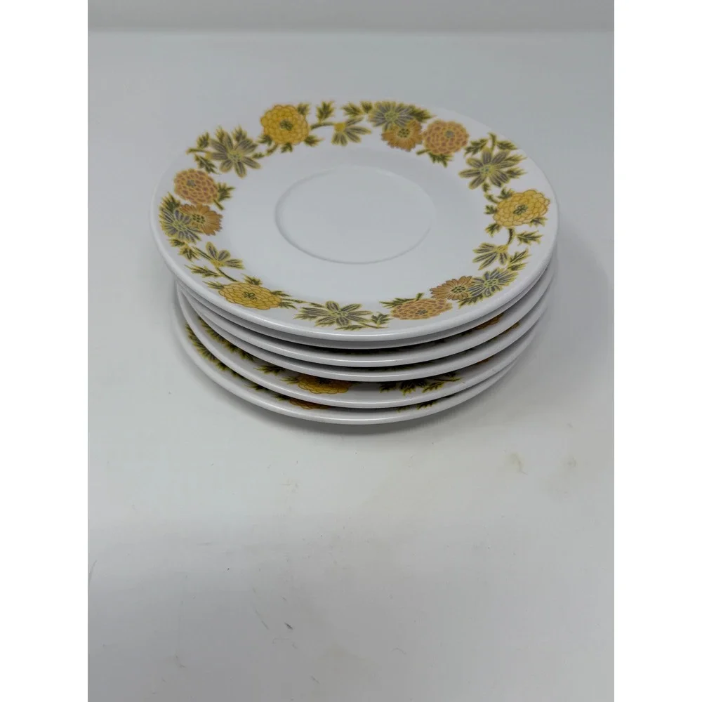 Set of‎ 6 Noritake Progression China Sunny Side Saucers Floral Yellow Japan Set